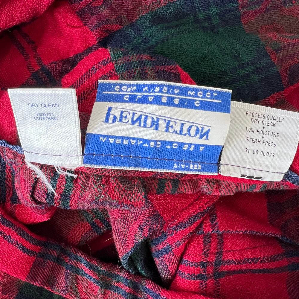 Vintage Pendleton Red Green Plaid Skirt Preppy Pleated 100% Wool Sz 8 Collegiate - Picture 9 of 9